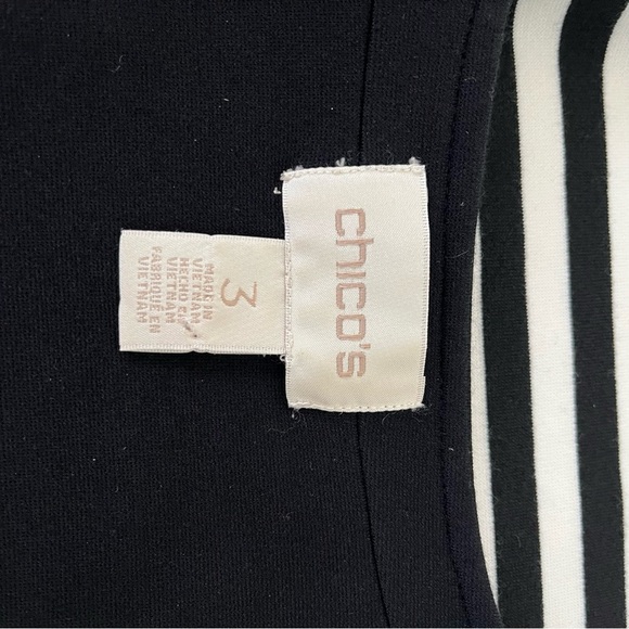 Chico’s Black Stripe Color Block Open Blazer - Picture 7 of 14